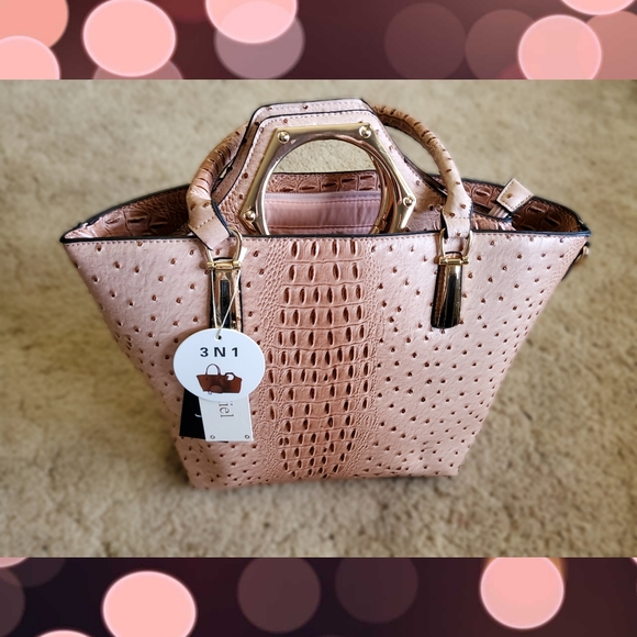 New Le Miel 3pc blush handbag set - Picture 2 of 4